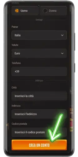 Inserimento indirizzo e creazione conto su Casino Apple Pay