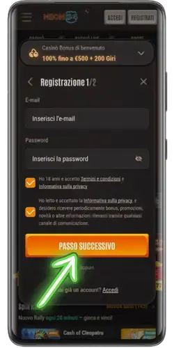 Inserimento di e-mail e password su Casino Apple Pay